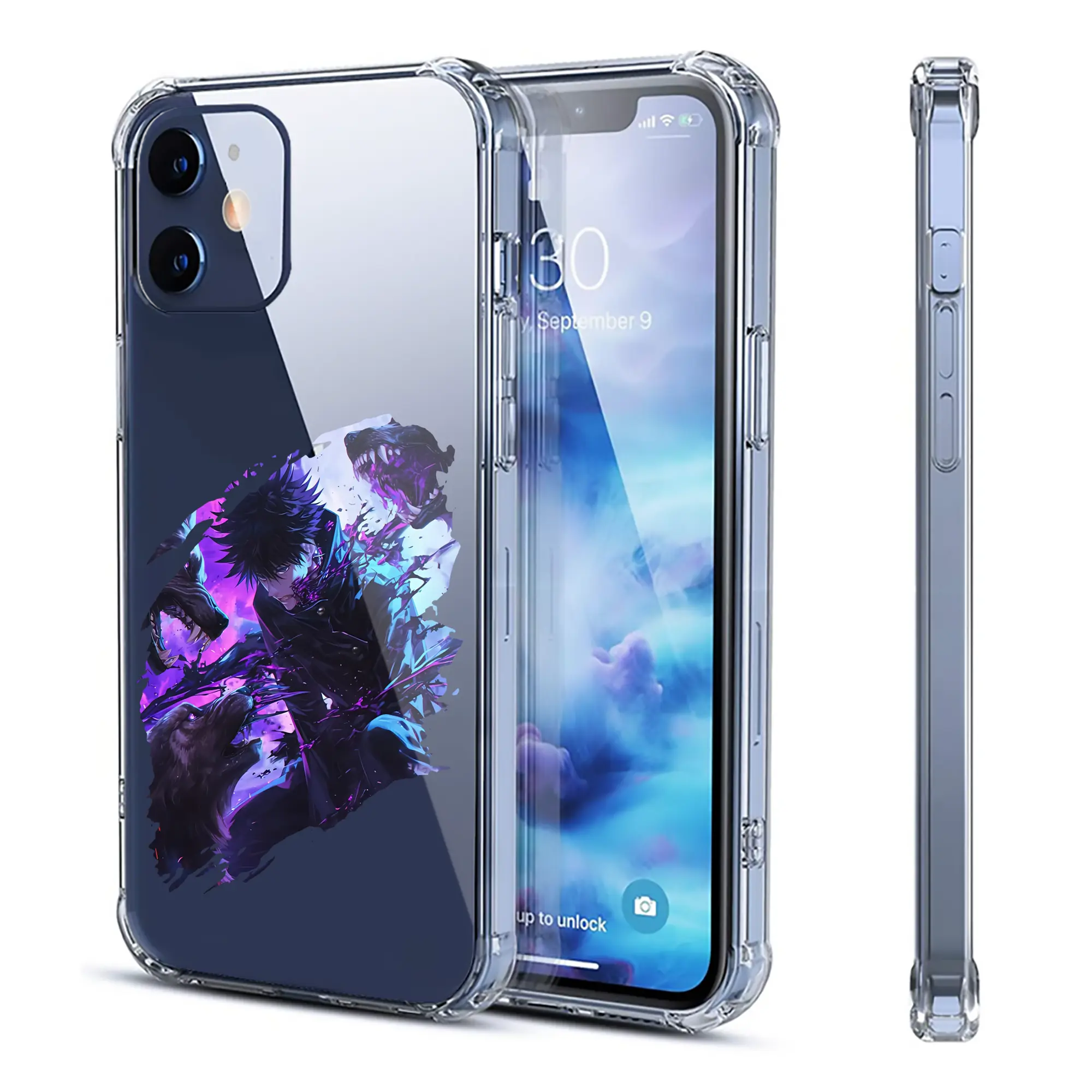 呪術廻戦 グッズ,伏黒 恵 - IPhone 12シリーズ対応 ・ 透明スマホケース ・ クリアソフトケース ・ TPU素材 ・ 耐衝撃 ・ 高密着 ・ 防汚 防指紋 ・ 簡単着脱